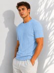 Erkek Bisiklet Yaka Kısa Kollu Esnek Örme Triko T-Shirt 26091