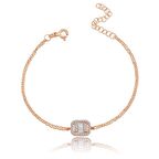 Pırlanta Montür Tasarım Baget Işıltısı Rose Gümüş Bileklik