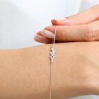 Pırlanta Montür Tasarım Işıltılı Salkım Gümüş Bileklik