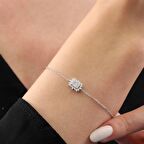 Pırlanta Montür Tasarım Baget Flower Gümüş Bileklik