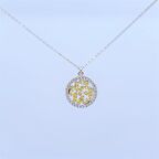 Pırlanta Montür Tasarım Sarı Baget Oval Gümüş Kolye