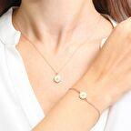 Trend Tasarım Rose Gold Papatya Gümüş Kolye Ve Bileklik İkili Set