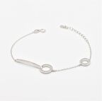 Pırlanta Montür Tasarım Işıltılı Oval Gümüş Bileklik