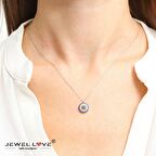 PIRLANTA MONTÜR TASARIM OVAL NAZAR GÜMÜŞ KOLYE