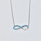 Pırlanta Montür Tasarım Firuze Taşlı Sonsuzluk Gümüş Kolye 