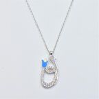 Pırlanta Montür Tasarım Elif Vav Mineli Detay Gümüş Kolye 