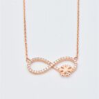 Pırlanta Montür Tasarım Rose Gold Kar Tanesi Sonsuzluk Gümüş Kolye 