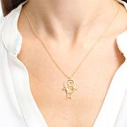 PIRLANTA MONTÜR TASARIM GOLD RENK KEDİ GÜMÜŞ KOLYE 