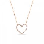 Pırlanta Montür Tasarım Kenar Baget Kalp Gümüş Kolye