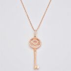 Pırlanta Montür Tasarım Rose Gold Şans Aşk Anahtarı Saat Gümüş Kolye