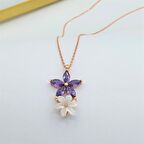 MANOLYA ÇİÇEĞİ SEDEFLİ AMETİST TAŞLI YILDIZ ROSE GÜMÜŞ KOLYE