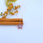 AMATİST FLOWERS ROSE RENK GÜMÜŞ KOLYE