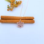 AMETİST TAŞLI ROSE RENK KRİSTAL GÜMÜŞ KOLYE