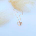 ZİRCON TAŞLI ROSE RENK SOL YANIM KALP GÜMÜŞ KOLYE