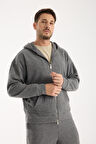 %100 Pamuk Kapüşonlu Fermuarlı Erkek Sweatshirt