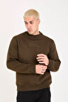 İçi Polarlı Yazı Baskılı Relax Fit Erkek Sweatshirt 