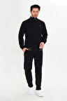 Pamuklu Tam Fermuarlı Erkek Eşofman Takımı Siyah 5751-S