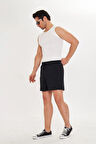Erkek StretchFit İçi Astarlı Esnek Sporcu Şortu Siyah 2658-S