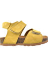 Hakiki Deri Mantar Taban Çocuk Sandaleti Sarı