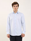 Dufy Mavi Erkek Regular Fit Klasik Yaka Uzun Kol Gömlek - 103144