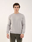 Dufy Taş Erkek Oversize Düz Pamuklu Bisiklet Yaka Sweatshirt - 103692