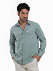 Dufy Yeşil Erkek Regular Fit Düz Klasik Yaka Uzun Kol Gömlek - 104835
