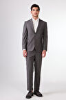 Dufy Gri Erkek Düz Mono Yaka Takım Elbise 