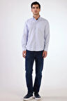 Açık Mavi Fitilli Uzun Kol Regular Fit Erkek Gömlek