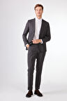 Gri   Balıksırtı Erkek Takım Elbise - Slim Fit