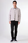 Gri Çıtçıt Kapamalı Kapitone Slim Fit Erkek Mont