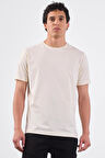 Ekru   Düz Erkek T-Shirt - Slim Fit