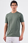 Haki   Düz Erkek T-Shirt - Slim Fit