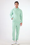 Mint Yeşili Kapüşonlu Kanguru Cepli Regular Fit Erkek Sweatshirt