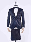 Lacivert Erkek Slim Fit Jakarlı Sivri Yaka Takım Elbise - 30177