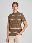 Haki Erkek Slim Fit Safari Desenli  Bisiklet Yaka T-Shirt - 57634