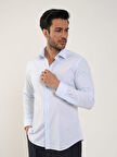 Dufy Açık Mavi Erkek Slim Fit Düz Klasik Yaka Uzun Kol Gömlek - 88354