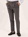 Dufy Kahverengi Erkek Slim Fit Melanj Desenli Klasik Pantolon - 97655