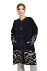 Yeni Sezon 2023/2024 Orta Yaş Kadın Düğmeli Lurex Angel Desen Triko Örgü Uzun Anne Hırka 8165