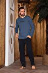 Erkek Penye Pamuk Regular Kalıp Sıfır Yaka Pijama Takımı A803123