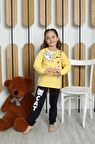 Yeni Sezon Kız Çocuk Garson Uzun Kollu Pamuk Cat Desen Penye Pijama Takımı 6053