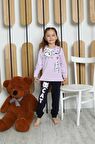 Yeni Sezon Kız Çocuk Garson Uzun Kollu Pamuk Cat Desen Penye Pijama Takımı 6053