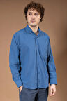 Erkek %100 Natural Uzun Kollu Regular Kalıp Organik Keten Baba Gömlek 8120