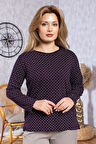 Kadın Yeni Model Yüksek Kalite Yuvarlak Yaka Orta Yaş Anne Penye Bluz 6547