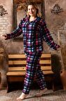 Sonbahar/Kış Welsoft Polar Düğmeli Ekose Desenli Kadın Büyük Beden Pijama Takımı P200127