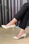 Kadın Sity Krem Cilt 6 cm İnce Topuklu Stiletto