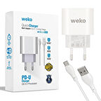 Weko WK-21441 PDU QC 3.0 Amper Telefon Şarj Adaptörü + Micro USB Kablo
