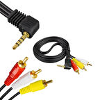 Fully G-523A 3.5 mm Stereo Erkek / 3 RCA 1.5 Metre Uzun Jack Uydu Alıcısı AV Kablo