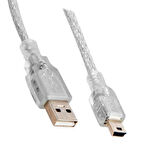 Powermaster USB 2.0 Şeffaf 3 Metre Mini 5 Pin Kablo