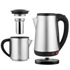 Crown CRW-2201 1800W 1.8 - 0.8 Litre Çelik Hazneli Çaycı Mutfak Kettle Demlikli Ve Süzgeçli Inox