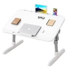 Sunup SN-29697 Çok Fonksiyonlu Katlanabilir Yatak Koltuk Laptop Masası Yükseklik ve Açı Ayarlı Beyaz 60x40cm